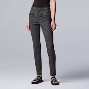 Women's Simply Vera Vera Wang Ponte Skinny Pants - Grey Plaid Size XLarge EUC